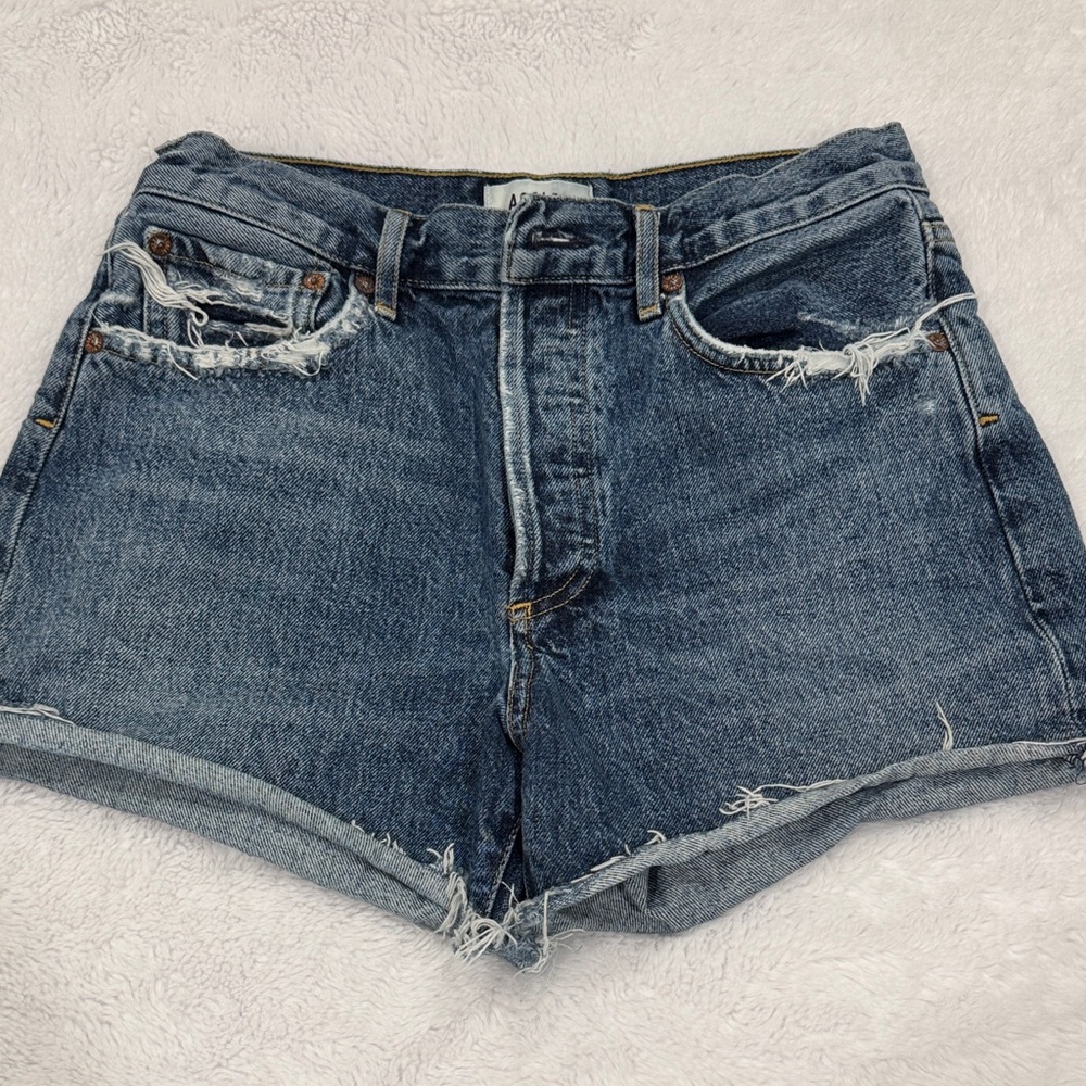 Agolde Distressed Blue Jean Shorts